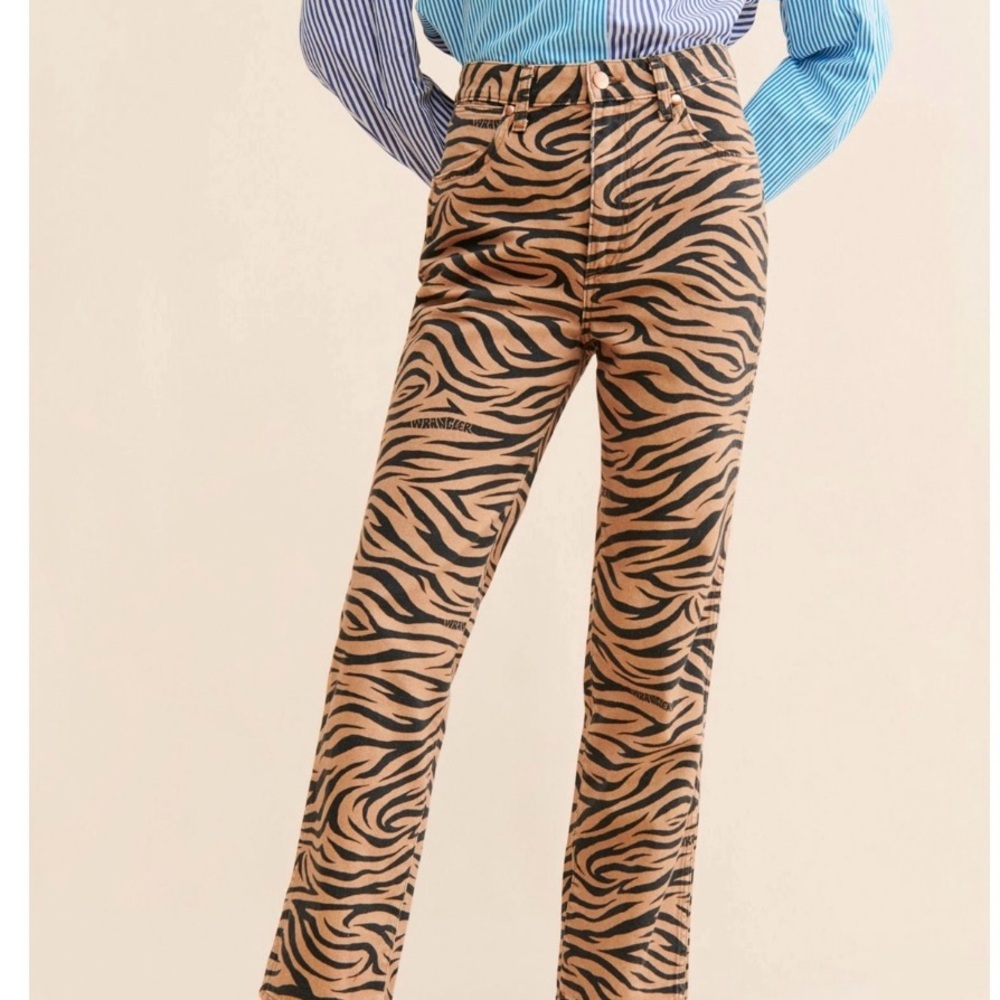 Zebra Print High-Waisted Pants